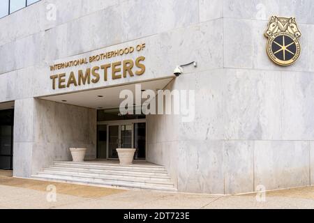Zeichen der International Brotherhood of Teamsters (IBT) am Eingang des Büros in Washington, DC. Stockfoto