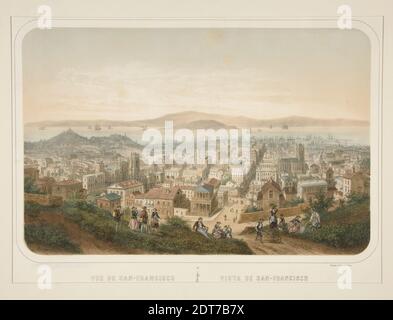 Künstler: Isidore Laurent Deroy, französisch, 1797–1886, Vue de San-Francisco; Vista de San-Fransisco, Lithographie in Farben gedruckt, Blatt: 47 × 60.5 cm (18 1/2 × 23 13/16 in.), hergestellt in den Vereinigten Staaten, amerikanisch, 19. Jahrhundert, Werke auf Papier - Drucke Stockfoto