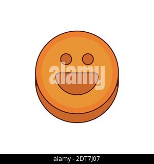 Ecstasy Pille mit orangefarbenem Smiley-Gesicht Symbol isoliert Stock Vektor