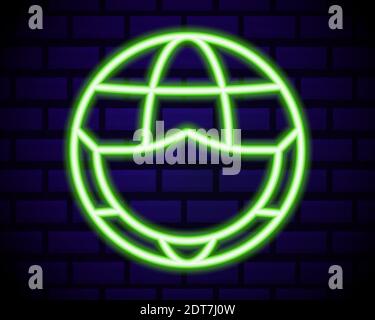 Planet in einer medizinischen Maske. Globales Pandemiekonzept. Infektion auf allen Kontinenten der Erde. Stock Vektor Illustration in Neon-Stil. Banner. Stock Vektor