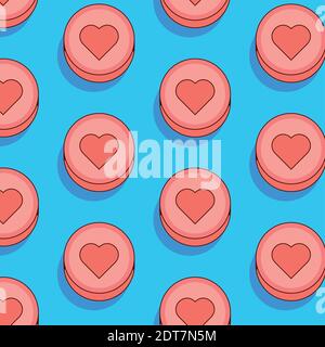 Herzen Pillen Candy nahtlose Muster auf blauem Hintergrund Stock Vektor