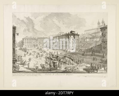 Künstler: Giovanni Battista Piranesi, italienisch, 1720–1778, Veduta di Piazza di Spagna (Blick auf die Piazza di Spagna), aus Vedute di Roma, Radierung, Plattenmark: 40.6 × 60.3 cm (16 × 23 3/4 in.), Made in Italy, italienisch, 18. Jahrhundert, Arbeiten auf Papier - Drucke Stockfoto