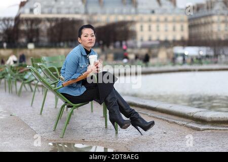 Tina Leung kommt zur Elie Saab Herbst/Winter 2014-2015 Ready-to-Wear Show am 3. März 2014 im Jardin des Tuileries, Paris, Frankreich. Foto von Marie-Paola Bertrand-Hillion/ABACAPRESS.COM Stockfoto