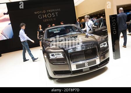 Rolls Royce Ghost Series II Weltpremiere auf dem 83. Internationalen Genfer Automobilsalon am 4. März 2014 in Genf. Foto von Loona/ABACAPRESS.COM während des 83. Internationalen Genfer Autosalons, am 4. März 2014 in Genf, Schweiz. Foto von Loona/ABACAPRESS.COM Stockfoto