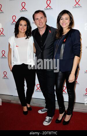 Faustine Bollaert, Jean-Philippe Doux und Marie-Ange Casalta posieren bei einer Fotoaktion für die Lancierung der Sidaction 2014 und der "Sidaction 20th Anniversary", die am 10. März 2014 im Musée du quai Branly in Paris, Frankreich, stattfand. Foto von Aurore Marechal/ABACAPRESS.COM Stockfoto