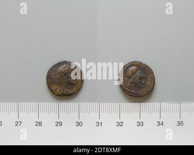 Herrscher: Antoninus Pius, Kaiser von Rom, 86–161 n. Chr., regiert 138–161 n. Chr., Münzstätte: Seleucia ad Calycadnum, Münze von Antoninus Pius, Kaiser von Rom aus Seleucia ad Calycadnum, 138–61 n. Chr., Kupfer, 3.97 g, 6:00, 18.5 mm, hergestellt in Seleucia ad Calycadnum, römisch, 2. Jahrhundert n. Chr., Numismatik Stockfoto
