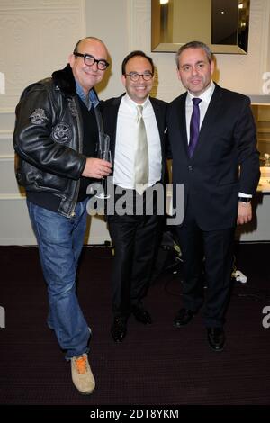 Xavier Bertrand, Karl Zéro, Frank Melloul Teilnahme an der I24 News Launch Party im Pavillon Cambon, Paris, Frankreich am 12. März 2014. Foto von Alban Wyters/ABACAPRESS.COM Stockfoto