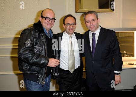 Xavier Bertrand, Karl Zéro, Frank Melloul Teilnahme an der I24 News Launch Party im Pavillon Cambon, Paris, Frankreich am 12. März 2014. Foto von Alban Wyters/ABACAPRESS.COM Stockfoto