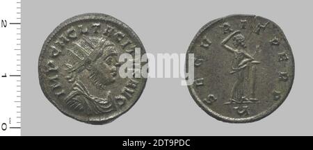 Herrscher: Marcus Claudius Tacitus, Kaiser von Rom, 200–276 n. Chr., regiert 275–76, Antoninianus von Marcus Claudius Tacitus, 275–67, Silber, 3.63 g, 5:00, 21.8 mm, Made in Rome?, Italien, Römer, 3. Jahrhundert, Numismatik Stockfoto