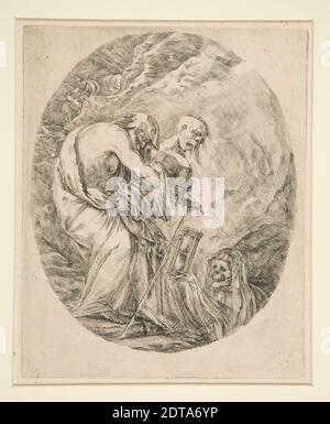Künstler: Stefano della Bella, italienisch, 1610–1664, Tod entombing an Old man, Radierung, Blatt: 23.7 × 18.6 cm, 5/16 Made in Italy, italienisch, 17. Jahrhundert, Arbeiten auf Papier - × 5/16 Drucke Stockfoto