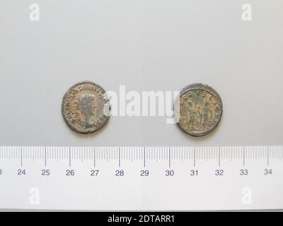 Honorand: Saloninus Caesar, Sohn des Kaisers Gallienus, Münzstätte: Asien, Herrscher: Gallienus, Kaiser von Rom, ca. 218–268 n. Chr., regiert 253–68, Antoninianus von Gallienus, Kaiser von Rom aus Asien, 258–59, Billon, 3.72 g, 5:00, 22 mm, Made in Asia, Roman, 3. Jahrhundert n. Chr., Numismatik Stockfoto