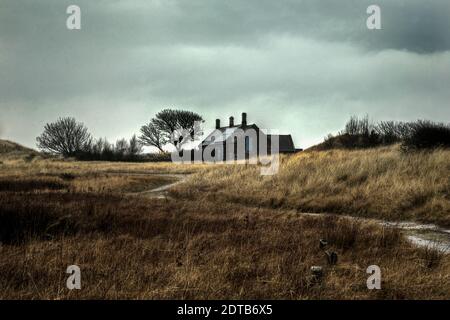 Haus am Snook auf der Holy Island. Stockfoto