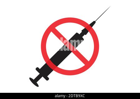 VEKTORGRAFIK: KEINE IMPFUNG Coronavirus-Impfstoffspritze Stock Vektor