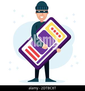 Hacker Zugang Smartphone Passwort Konzept Vektor Illustration Stock Vektor