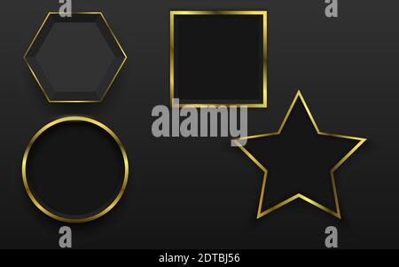 Geometrische Form in Schwarz und Gold im dunklen Raum Stock Vektor