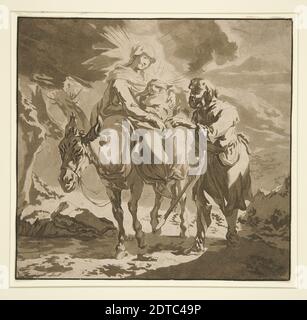 Künstler: Jean-Baptiste Le Prince, französisch, 1734–1781, die Flucht nach Ägypten, um 1770, Aquatint, 18.6 × 18.7 cm, 5/16 französisch, 18. Jahrhundert, Arbeiten auf Papier - × 3/8 Drucke Stockfoto