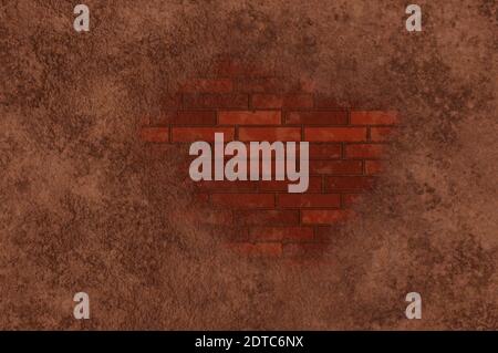 3d-Rendering - Illustration, Hintergrund von Crack Backstein Wand Textur. Platz für Grafik, Logo und Text Stockfoto