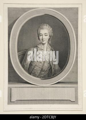 Künstler: Jacques Firmin Beauvarlet, französisch, 1731–1797, Porträt von Madame La Comtesse du Barry (Marie Jeanne BeCu), Gravur, Platemark: 31.75 × 22.86 cm (12 1/2 × 9 in.), französisch, 18. Jahrhundert, Arbeiten auf Papier - Drucke Stockfoto