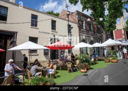 Gannon House Kunstgalerie und Café im Freien in der Argyle Street, dem historischen Rocks-Viertel im Stadtzentrum von Sydney, NSW, Australien Stockfoto