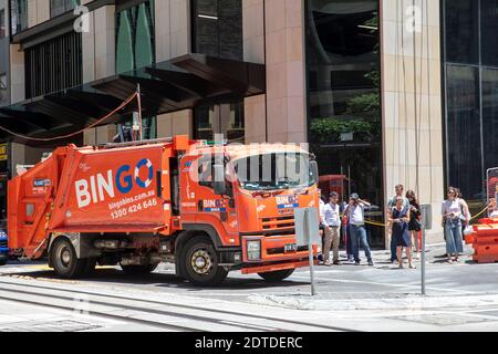 Bingo Müllabfuhr LKW in Sydney Stadtzentrum, NSW, Australien Stockfoto