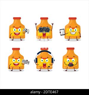 Curry Cartoon Charakter spielen Spiele mit verschiedenen niedlichen Emoticons. Vektorgrafik Stock Vektor