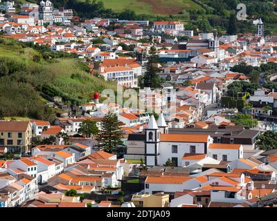 Horta, der Hauptort auf Faial. Faial Island, eine Insel auf den Azoren (Ilhas dos Acores) im Atlantischen Ozean. Die Azoren sind eine autonome Region von Stockfoto