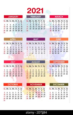 Kalender für das neue Jahr 2021 auf pastellfarbenem Hintergrund Stockfoto