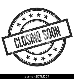 BALD WIRD DER Text auf schwarzem runden Vintage-Stempel geschrieben. Stockfoto