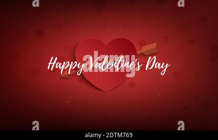 Abstrakt Valentinstag Grußkarte Vorlage mit Papier Herz ein Pfeil. Stock Vektor