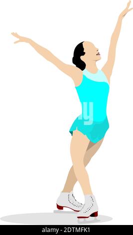 Figure Skating farbige Silhouetten. Vektor-illustration Stock Vektor