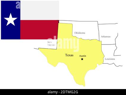 State North Texas of USA Flagge und Karte, Vektor-Illustration Stock Vektor