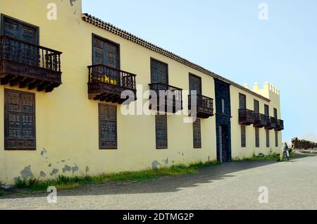 Spanien, Kanarische Inseln, Fuerteventura, Haus der Colonels aka Casa de los Coroneles in La Oliva erbaut im 17. Jahrhundert, heute als öffentliches Museum genutzt Stockfoto