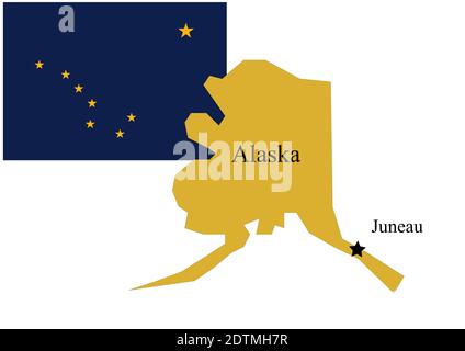 Staat North Alaska der USA Flagge und Karte, Vektor-Illustration Stock Vektor