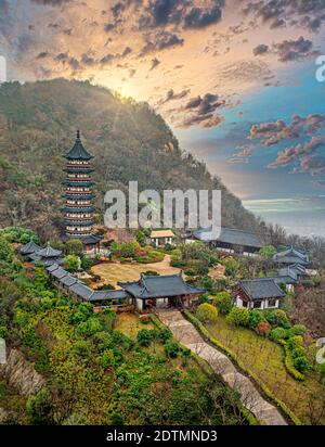 China, Jiansu, Nanjin City, Niushou Scenic Mountain, Pagode Stockfoto