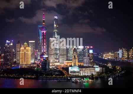 China, Shanghai City, Skyline des Pudong Distrikts, Stockfoto
