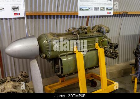 A de Havilland Gipsy Queen 175 luftgekühlter Kolbenmotor, im Motorengebäude, Newark Air Museum, in der Nähe von Newark-on-Trent, Nottinghamshire, Großbritannien. Stockfoto