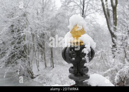 Winter im Leipziger Palmengarten, Schnee, Kälte, Eindrücke Stockfoto