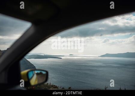 Panoramablick auf die Ägäis in Santorini Stockfoto