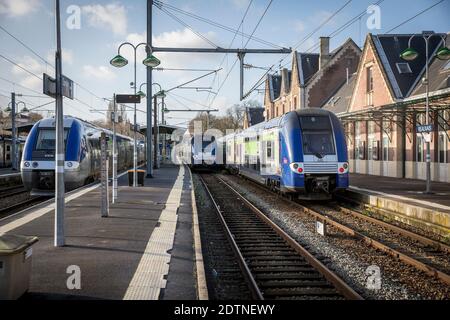 Bahnhof Beauvais, 13. Dezember 2019: Verkehrsstreik, 9. Mobilisierungstag und Verkehrsstreik von SNCF und RATP Stockfoto