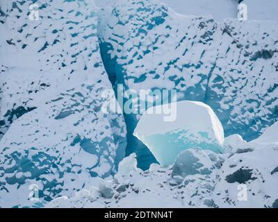 Gletscher Svinafellsjoekull im Vatnajoekull NP im Winter in Island. Europa, Nordeuropa, Skandinavien, Island, Februar Stockfoto