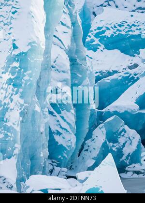 Gletscher Svinafellsjoekull im Vatnajoekull NP im Winter in Island. Europa, Nordeuropa, Skandinavien, Island, Februar Stockfoto