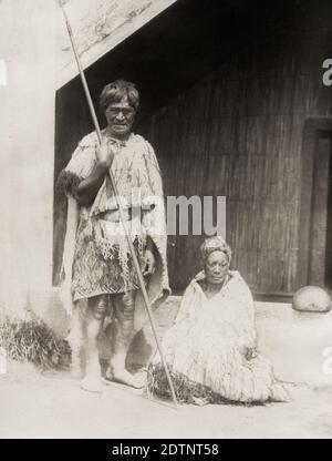 Vintage 19. Jahrhundert Foto - Maori Mann und Frau Stockfoto