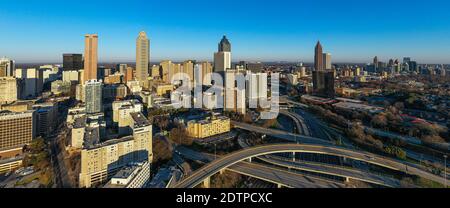 Atlanta Downtown Skyline Aerial Panorama. USA, Atlanta 2020 , Georgia, Stockfoto