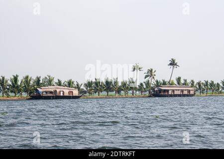 Hausboote auf dem Backwaters in Allepey Stockfoto