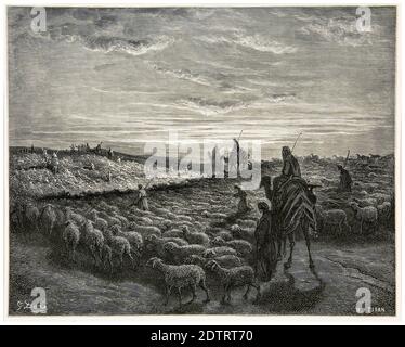 Gustave Doré und Hélidore-Joseph Pisan, Holzschnitt, Abraham goes to the Land of Canaan, 1866 Stockfoto