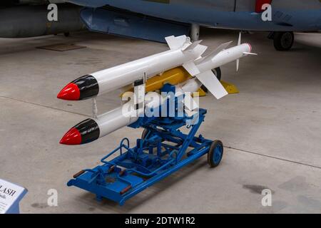 Fairey Fireflash Luft-Luft-Raketen, Newark Air Museum, in der Nähe von Newark-on-Trent, Nottinghamshire, Großbritannien. Stockfoto