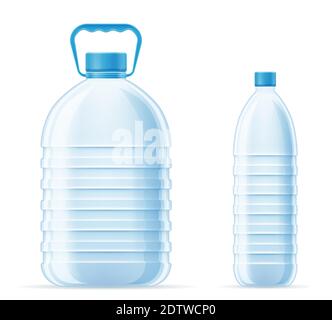 Plastikflasche für Trinkwasser transparente Vektorgrafik isoliert auf Weißer Hintergrund Stock Vektor
