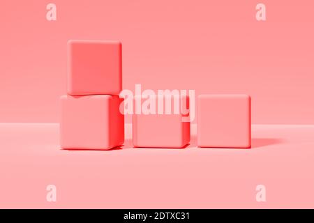 Farbige Quadrate. Abstrakter geometrischer Hintergrund. Minimale geometrische Zusammensetzung. 3D-Rendering Stockfoto