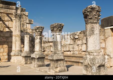 Alte Ruinen der Weißen Synagoge, Kapernaum, See von Galiläa Region, Israel Stockfoto