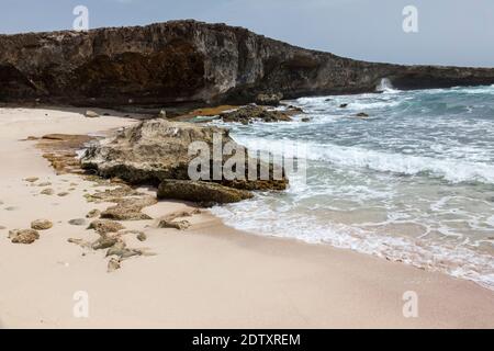 Boca Prins ein abgeschiedener Sandstrand im Arikok Nationalpark, Santa Cruz, Aruba, Karibik Stockfoto